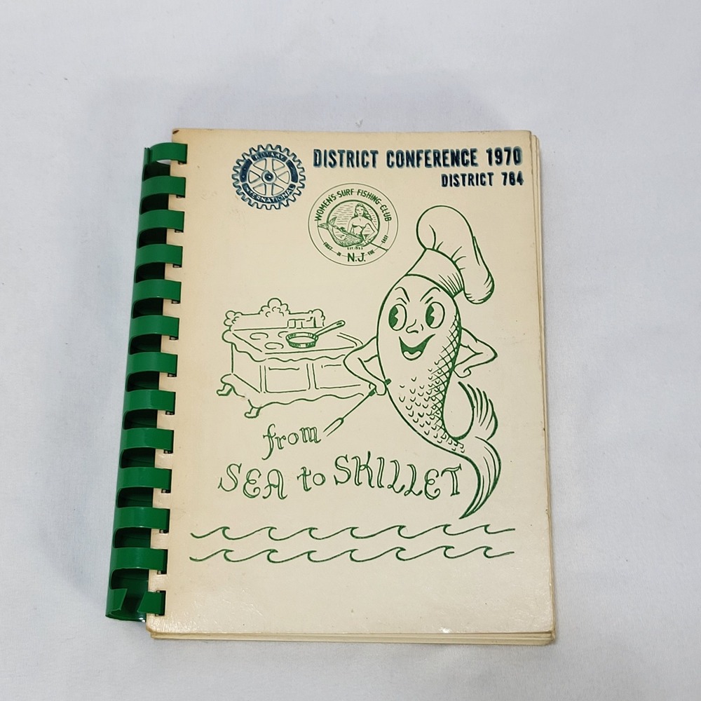 Vintage 1970 From Sea to Skillet Seafood Cookbook NJ Women's Surf Fishing Club